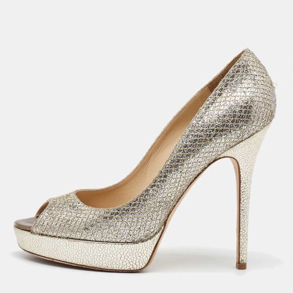 Jimmy Choo Metallic Glitter Dahlia Peep Toe Platform Pumps Size 40,New Products : American Fashion Style Bags On Sale